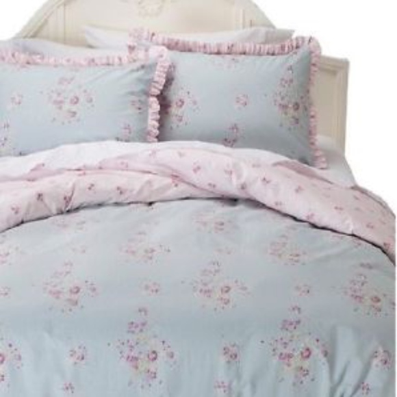 Anthropologie Bedding Rachel Ashwell Faded Paper Roses Duvet